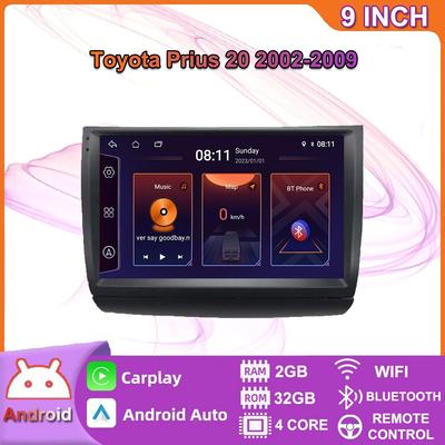 Автомобильный мультимедийный плеер Android 2 Din для Toyota Prius 20 2002-2009, головное устройство, стерео Carplay, GPS-навигация, BT, WIFI, 2 + 32 ГБ