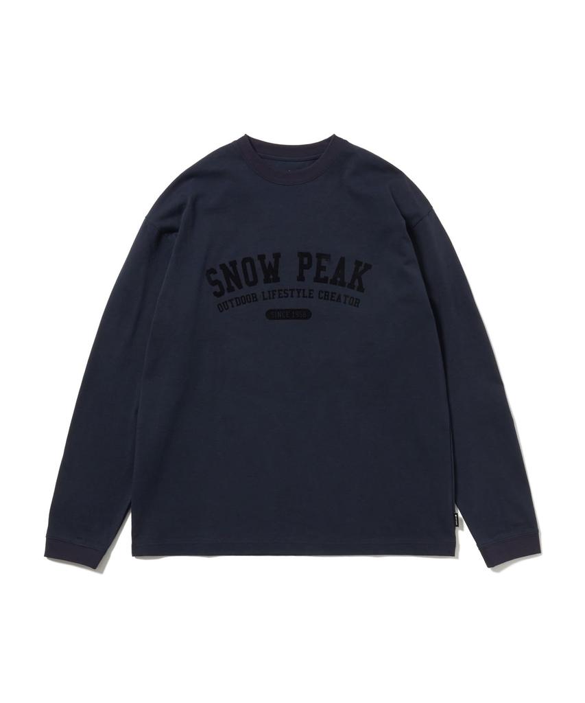 Лонгслив с логотипом Varsity для мужчин и Темный Размер M [Snow Peak] Футболка TS-26SU002 Лонгслив Женский, Темно-синий,