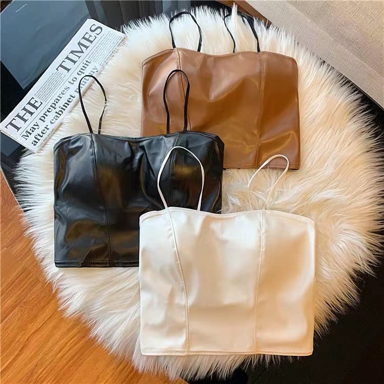 Rubitas Искусственная кожа Повседневный и милый Топ-майка, Нижнее белье, Весна, Лето, Осень, Зима, Топ, (белый)