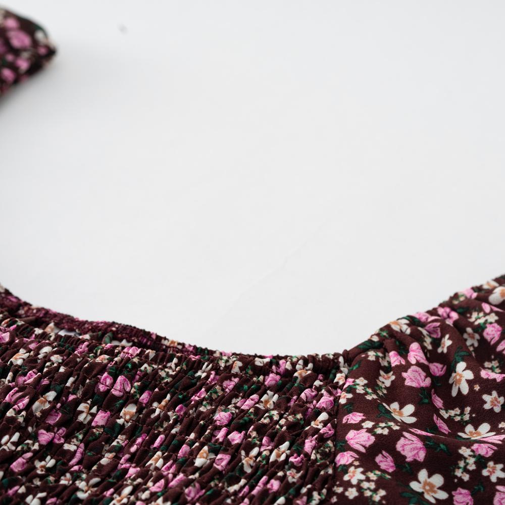 Женское осеннее элегантное плиссированное платье с квадратным вырезом и рукавами-фонариками