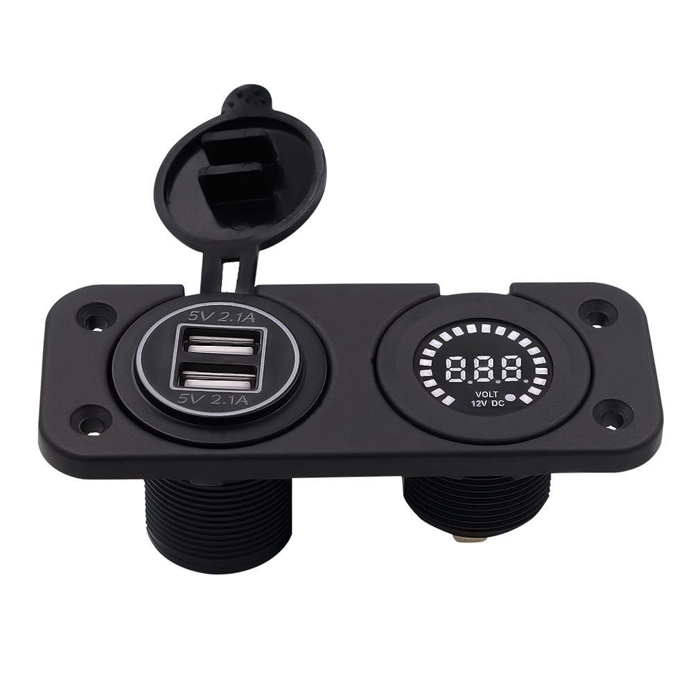 12 В светодиодный Duel Car 2 USB-порта зарядное устройство с вольтметром постоянного тока цифровой автомобиль/мотоцикл/лодка прикуриватель разветвитель гнезда