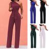 Banquet Romper One Shoulder Close-fitting Sexy Breathable Firm Stitching Solid Color with Belt Slim Fit Sleeveless Prom Jumpsuit Daily Clothes