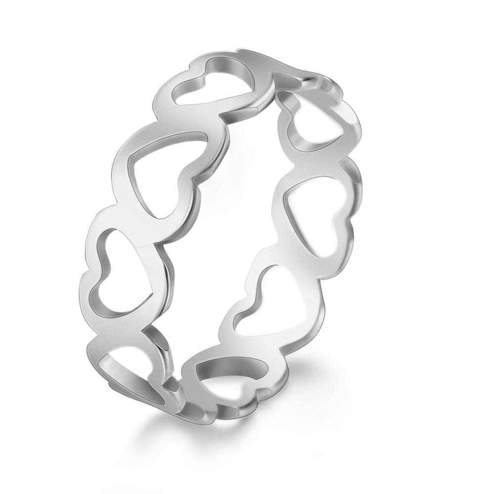 Women's Heart Ring Stainless Steel Gold Wedding Rings Romantic Jewelry Valentine's Day Gift