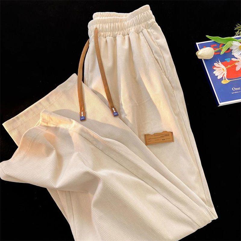 WTEMPO Вельветовые широкие брюки, женские уличные брюки в стиле Харадзюку, весенне-осенние брюки, женские брюки с высокой талией