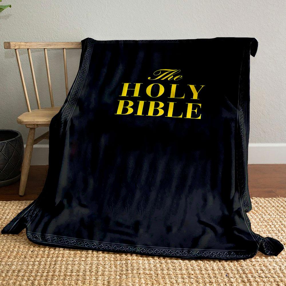 1PC HOLY BIBBLE knight pattern Print FlAannel Blanket, High quality Comfortable for All Seasons, Home Decor, Warmth and Comfort