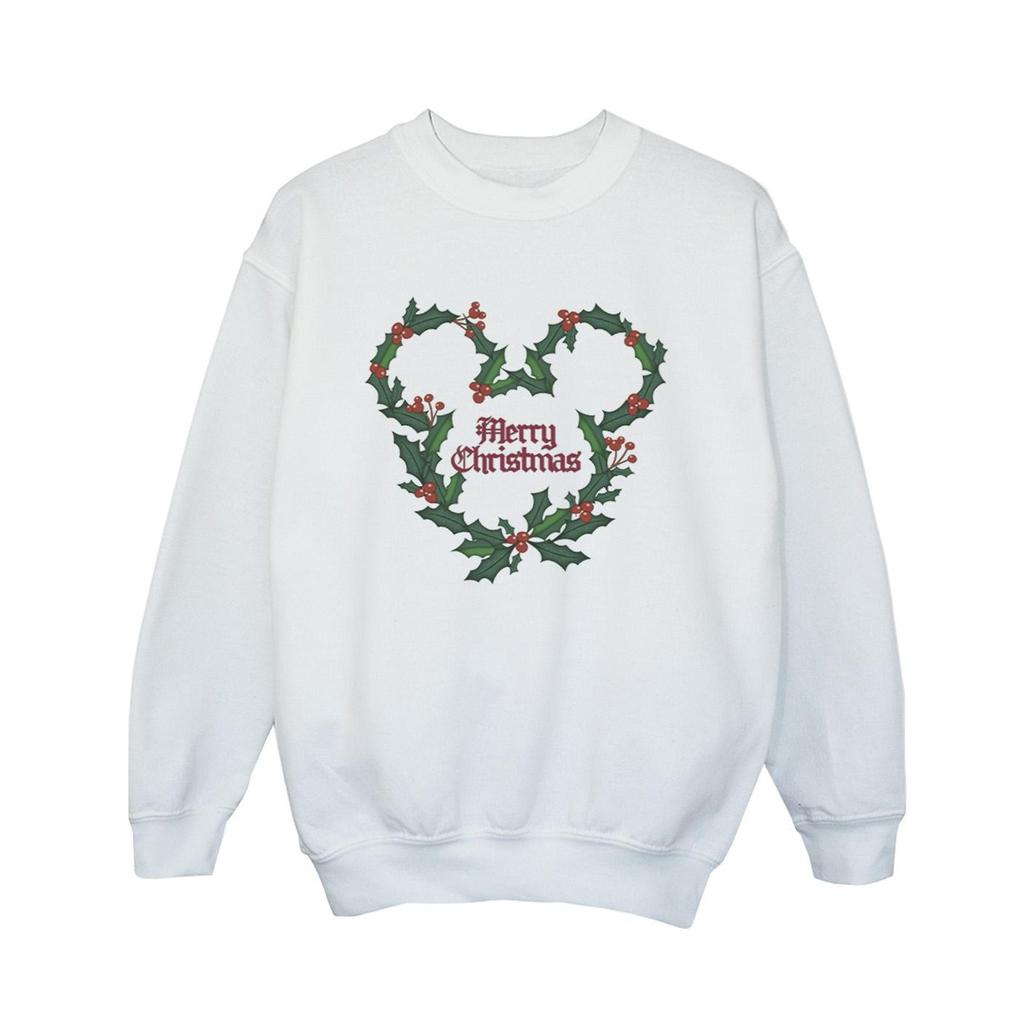Disney Boys Mickey Mouse Merry Christmas Holly Sweatshirt