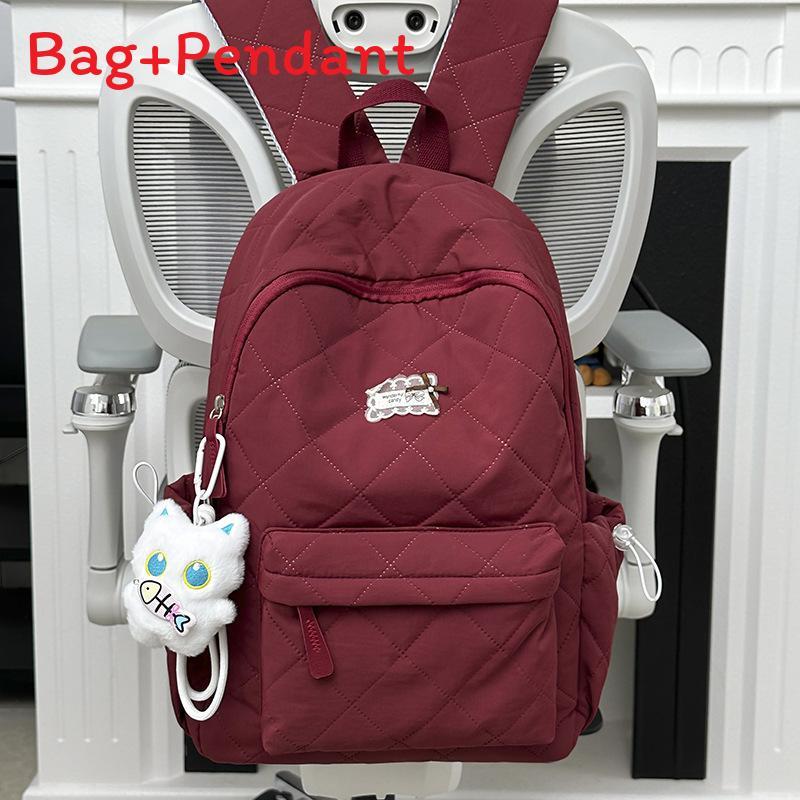 Nylon Quilted Backpack For Women With Butterfly Pattern And Lightweight Design For Daily Use