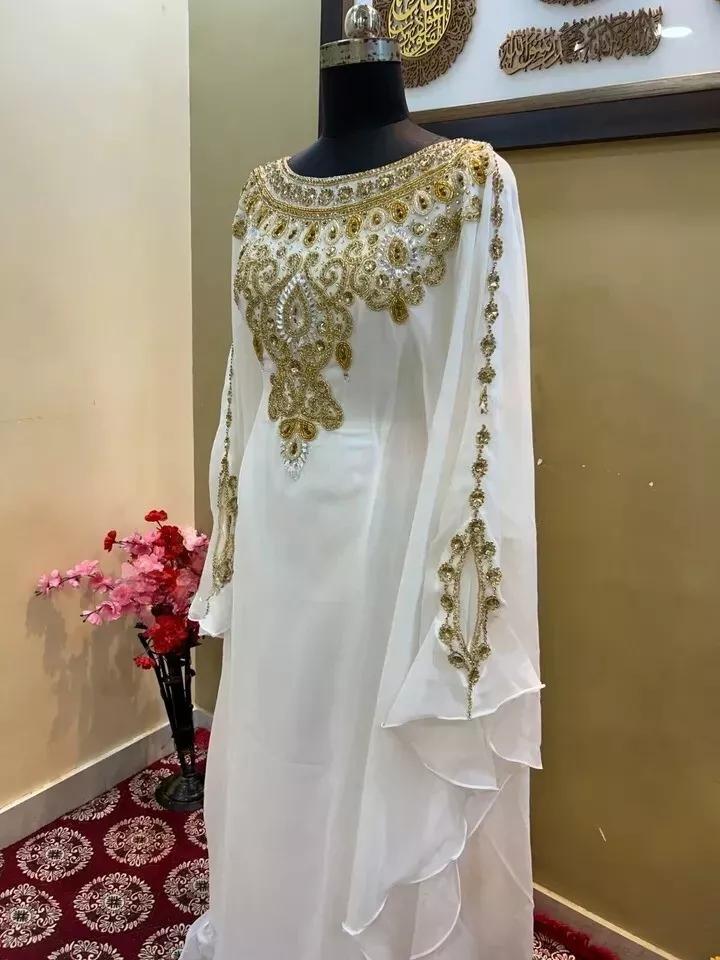 Farasha Dress Islamic Dubai Kaftan Moroccan Hand Work Gown Abaya Stylish Long