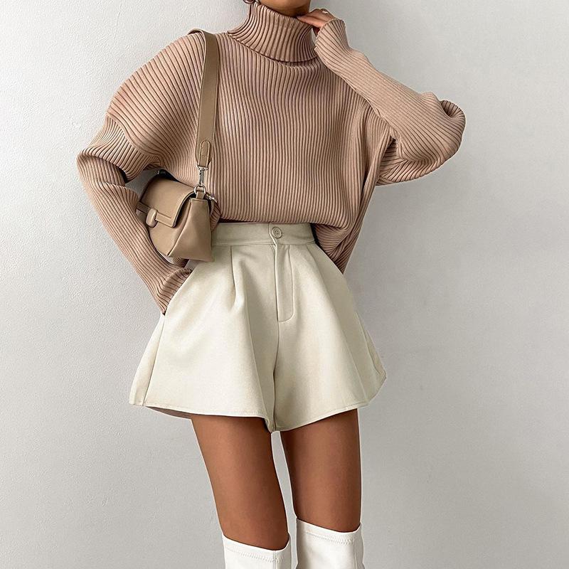 Женские шорты с высокой талией, повседневные свободные трапециевидные широкие шорты, однотонные модные карманные офисные женские брюки, уличная одежда, короткие женские брюки