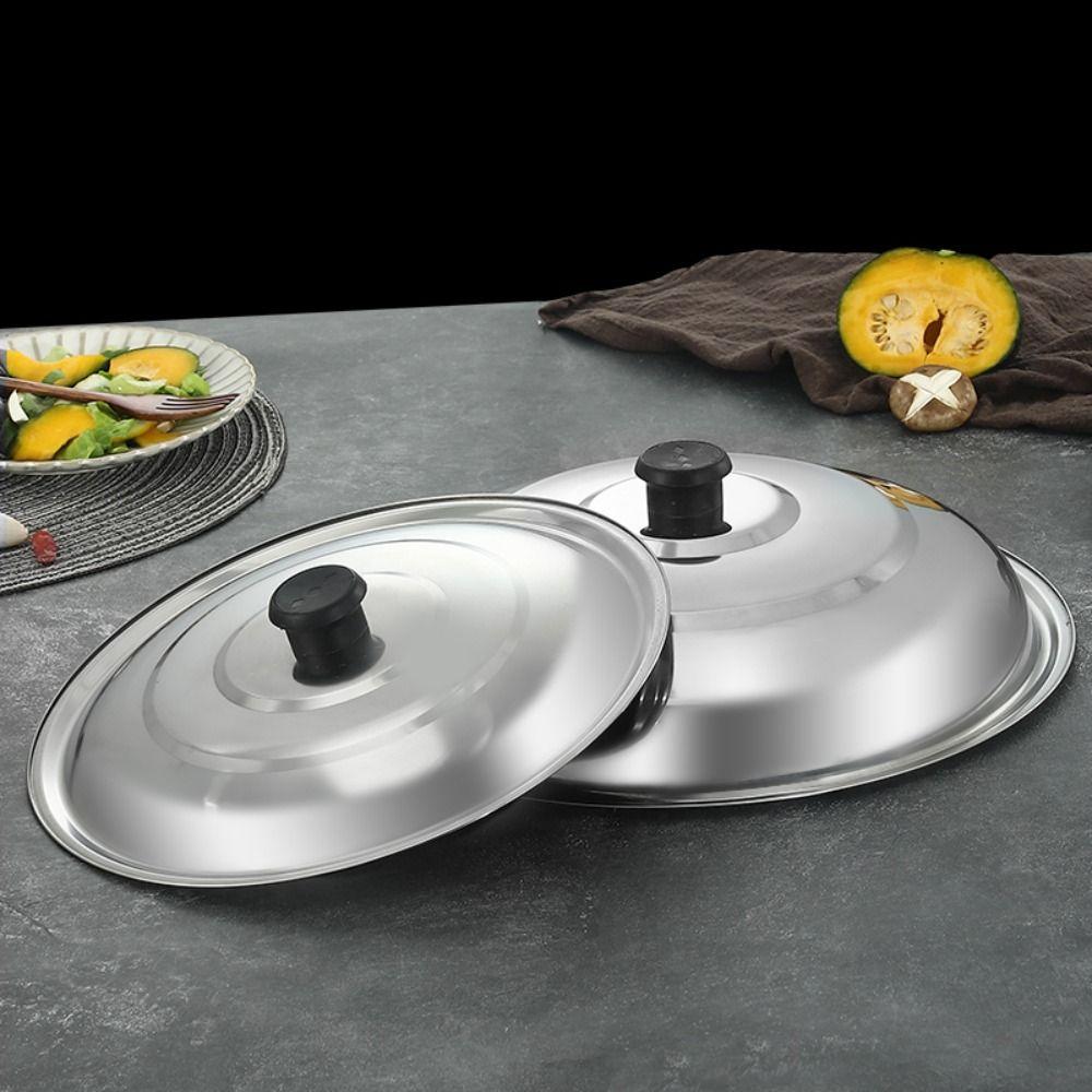 Крышка для кастрюли из нержавеющей стали с защитой от ожогов, черная пластиковая крышка для кастрюли, крышка для вока, сковороды