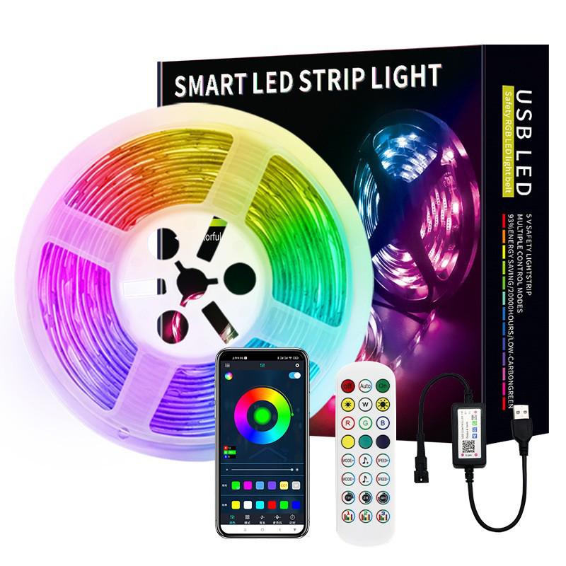 5V RGB светодиодная лента для автомобиля и киберспорта, набор с управлением через приложение, Bluetooth, USB