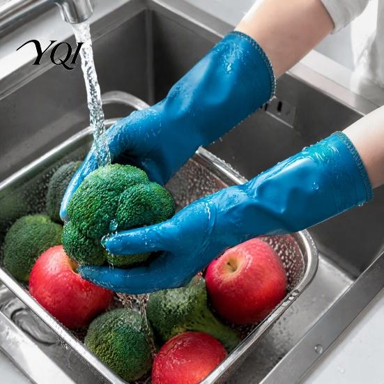 Durable Rubber Gloves for Cleaning PVC Gloves, Thickened with Warm Fleece Lining Dishwashing Anti Slip Kitchen Waterproof Anti-Slip Housework