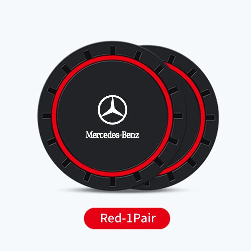 AABGT1 2PCS Car Coasters Water Cup Slots Non-Slip Mat Waterproof Cup Pad For Mercedes Benz AMG A B C E S V Class A180 CLK CLA GLE W212