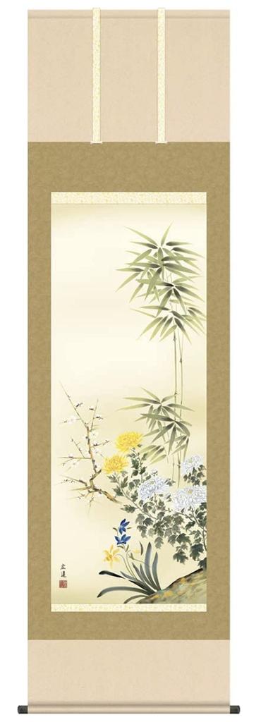 Свиток круглый год Четыре книги Хирото Цветок и птица Современный подвесной свиток круглый, Принцы, Танака, Шакуго, Установленный, Токонома, Живопись,