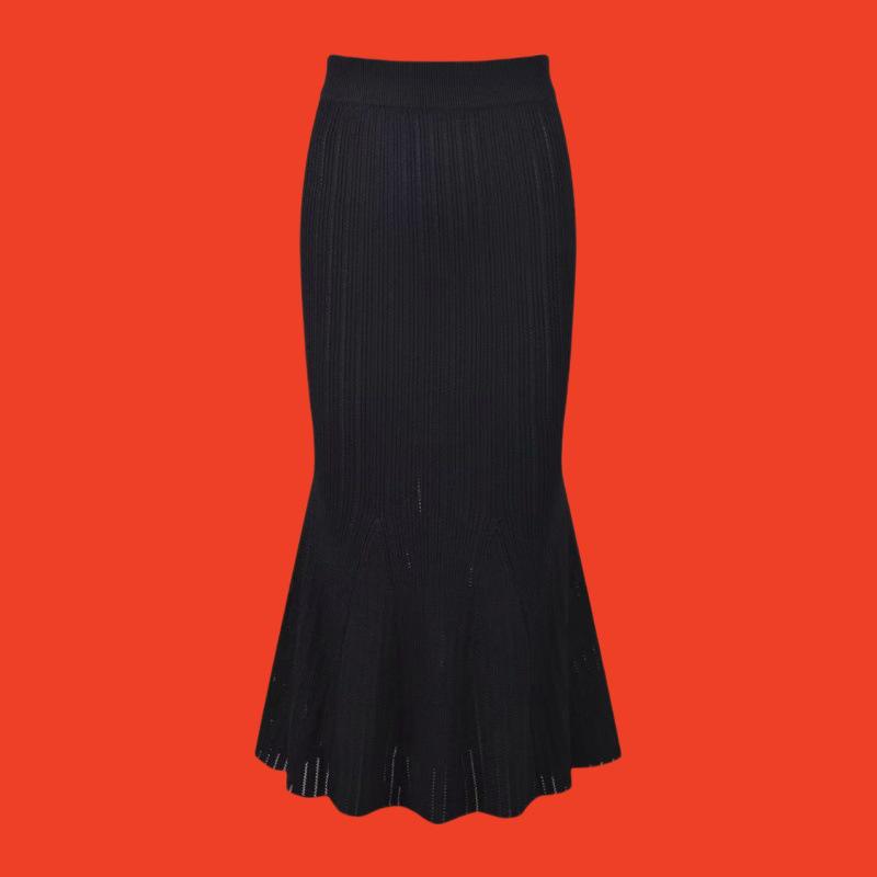 Осень/Зима 2025 Приталенный вязаный топ с рукавами-клеш + Пальто «рыбий хвост»