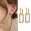 Exquisite Shiny Cubic Zirconia Geometric Drop Earrings Fashion Gold Color Copper Earrings Jewelry Gift