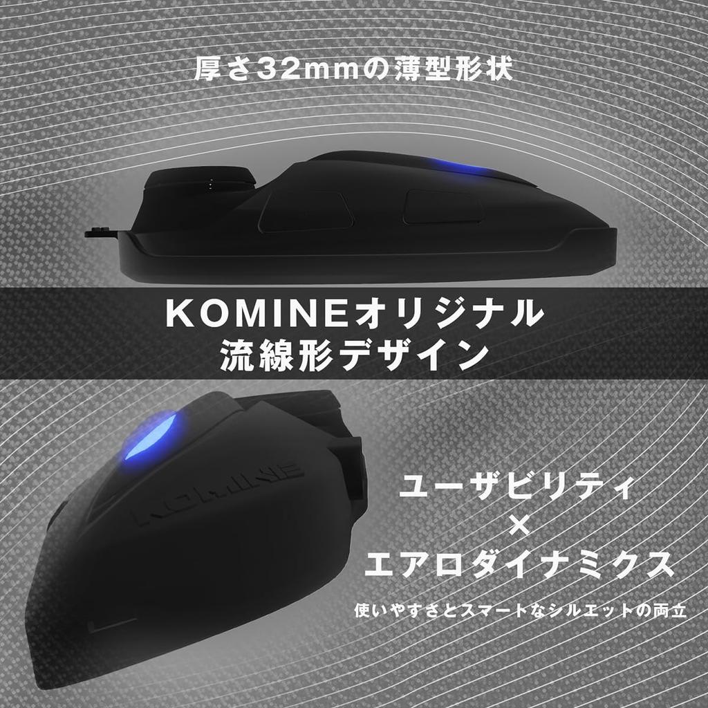 KOMINE Neo Retro Full Face Helmet Motorcycle Intercom Gloss Black L HK-190 + KK-902