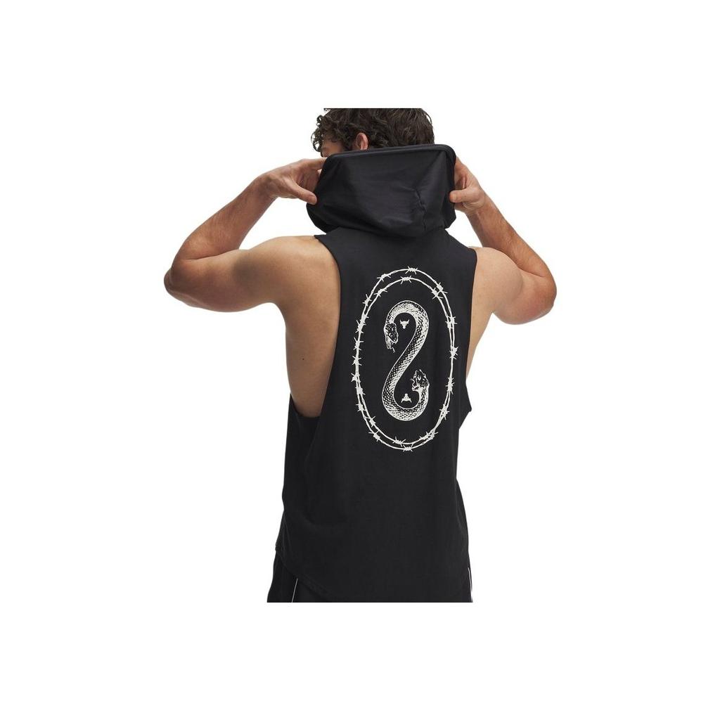 Under Armour Project Rock Series SS25 Brand Logo свободный крой без рукавов толстовка мужская топы черный 1389987-001