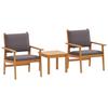 3-Piece Garden Bistro Set with Cushions In Solid Acacia Wood 4106581