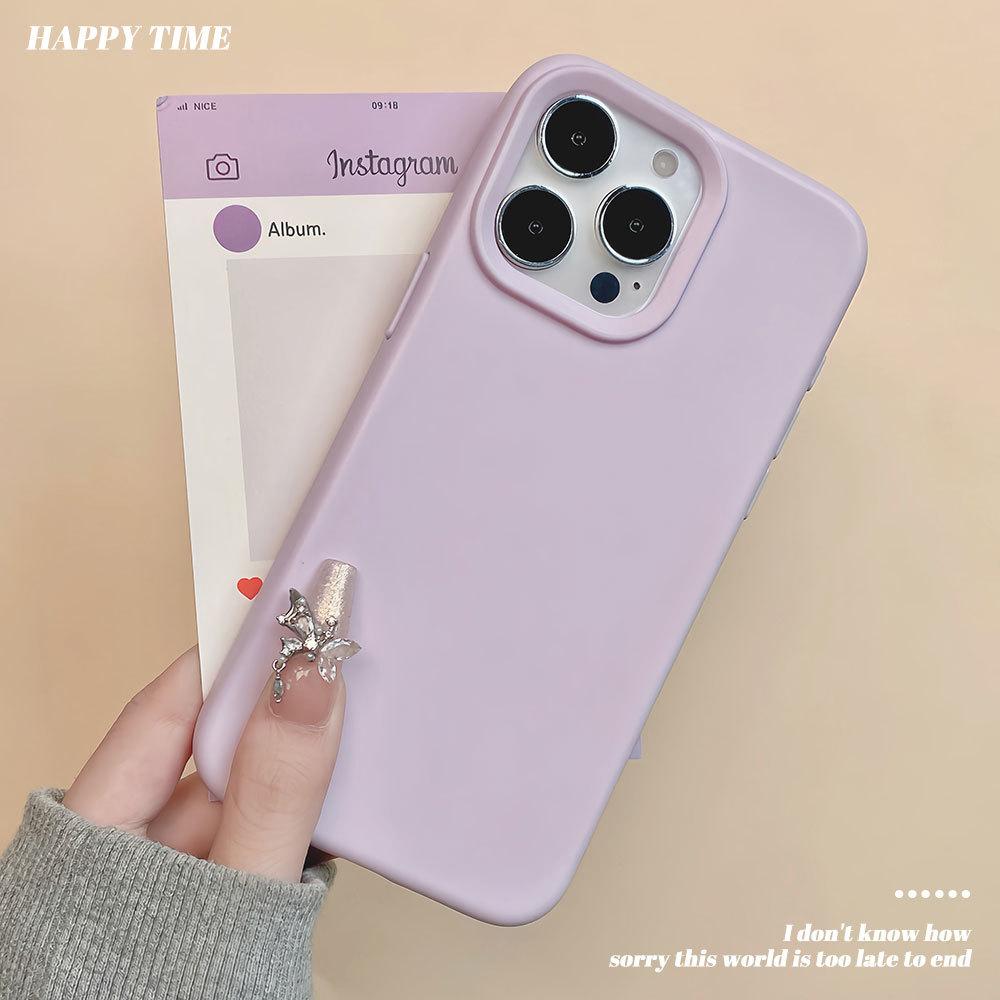 Applicable To Apple 17 Simple Solid Color Skin Feeling Mobile Phone Case Iphone15pro Silicone Anti Fall 13 Full Inclusive Protective Case