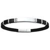 [P6868] - Silver-black 'Identity' Silicone Bracelet (engravable) - 21x0. 5cm