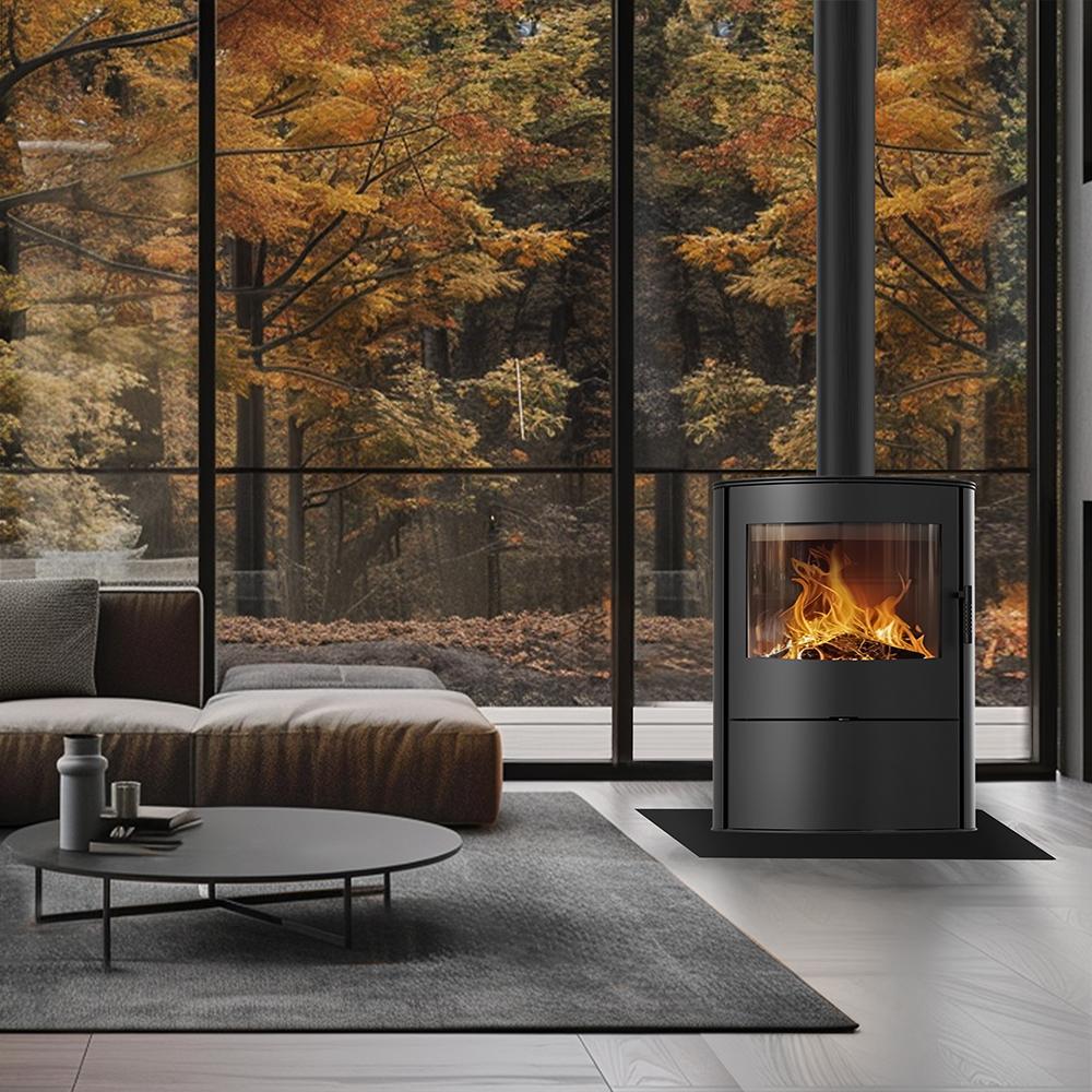 Дровяная стальная печь KRATKI AB/S/2/ROLLO 10 кВт Ø 150 черная thermotec