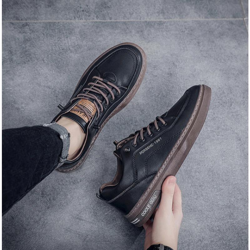 Мужские повседневные белые кожаные кроссовки — модный корейский дизайн, легкие и дышащие