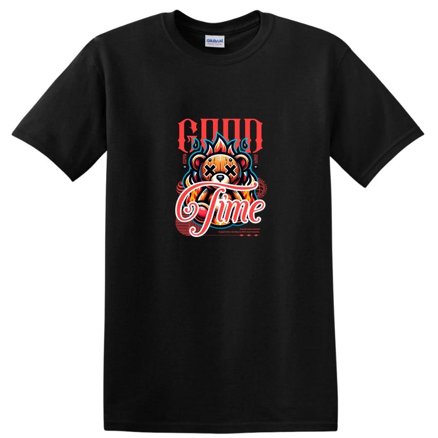Good Time Bear Fire Graphic T Shirt Retro Fun Cute Tee for Animal Lovers