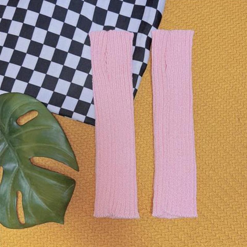 Длинные перчатки без пальцев для женщин, зимние теплые эластичные гетры для рук, вязаные митенки с отверстием для большого пальца для письма, набора текста