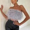 Вечерний укороченный топ, сексуальный пушистый прикосновение кожи, женская камзол без рукавов с открытыми плечами, ночная праздничная одежда