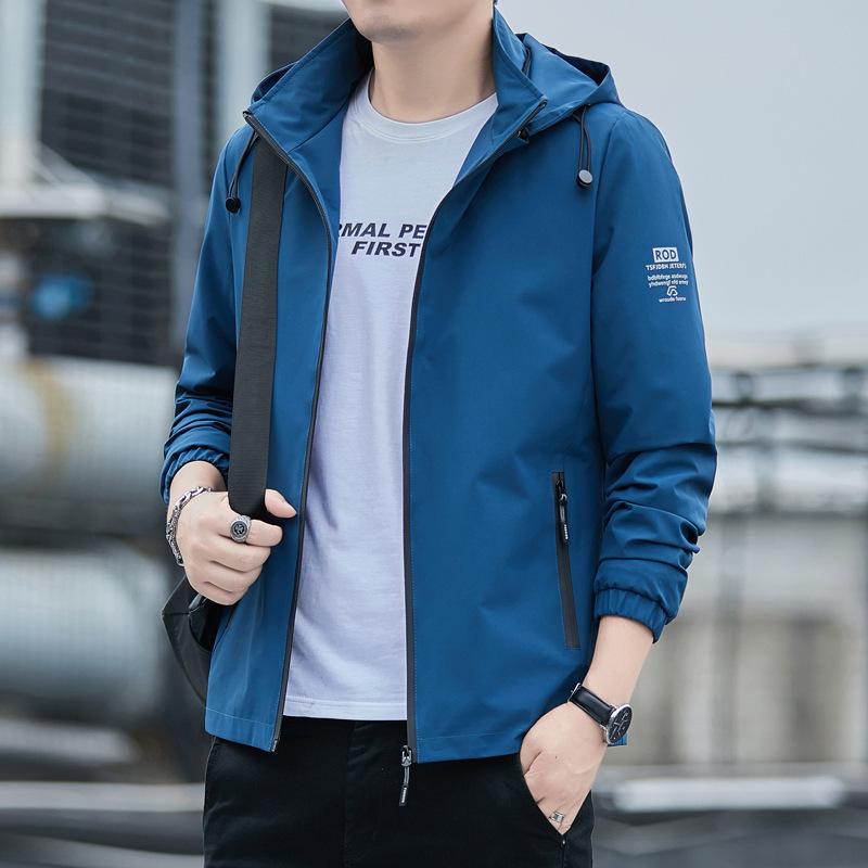 Men's Hooded Jacket Spring and Autumn New Casual All-match Tops Stand Collar Jacket Men's Coat Clothes