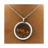 Stones and Minerals. Raw Spessartite Garnet Necklace. 25 Mm Medallion Model. Color Silver.