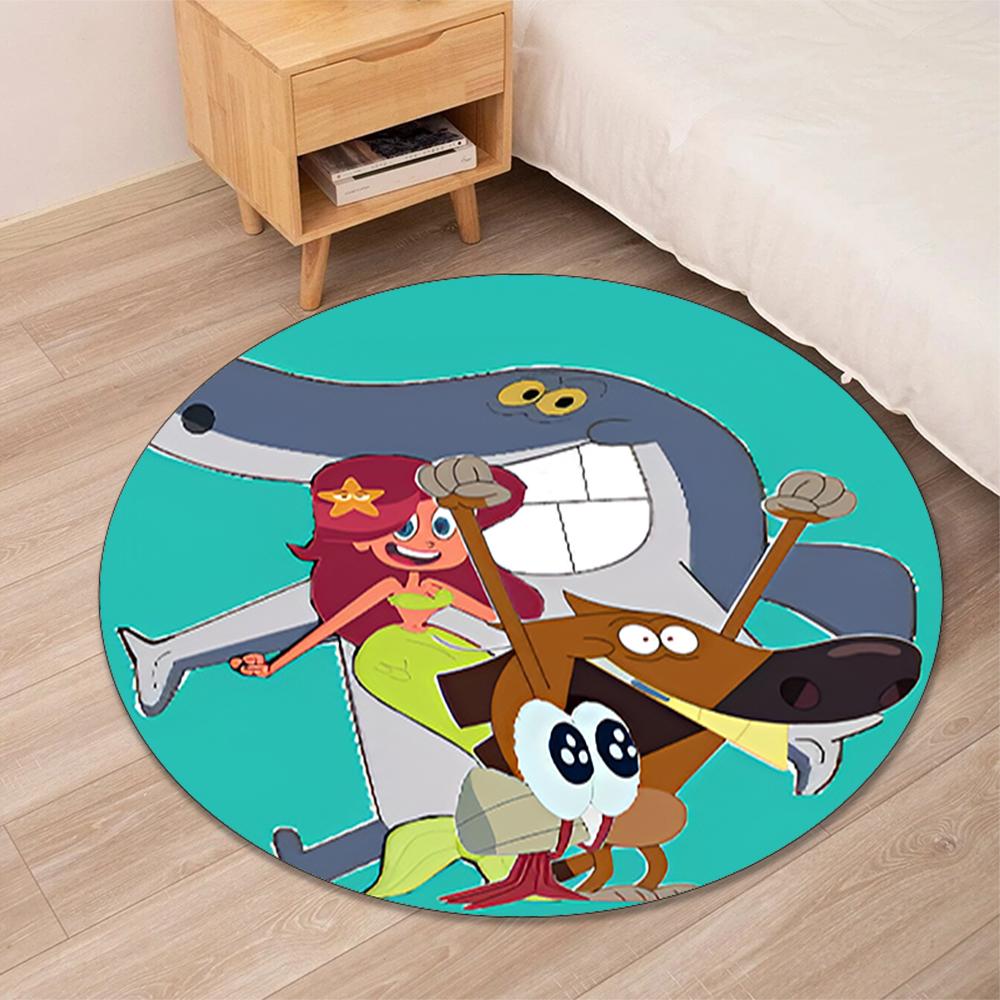 Zig & Sharko Printed Round Rug Carpet Chair Rug Area Rug Entryway Doormats,for Office Chair Living Room Bedroom Kitchen Room.