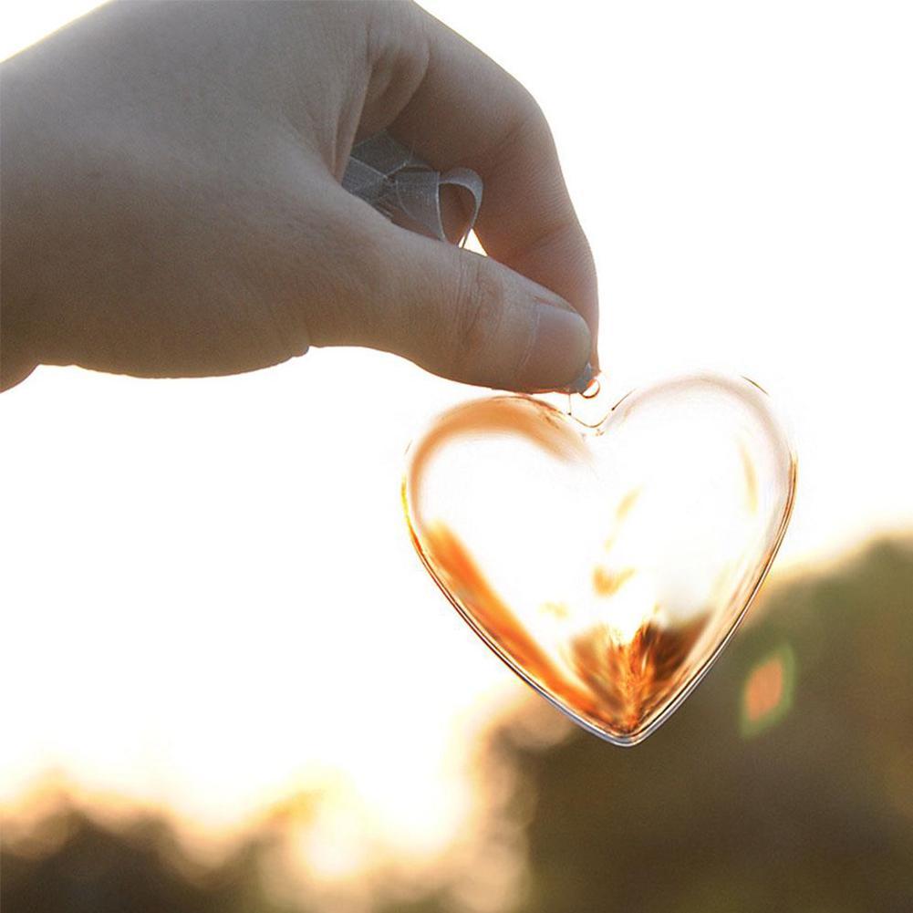 5PCS Christmas Ball Multifunctional Transparent Plastic Christmas 8cm Ball Heart Shaped Fillable Christmas Ball DIY Crafts Tree Ornaments AVE