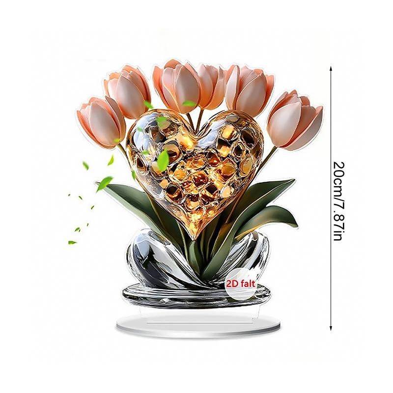 1Set Delicate Patterns Warm Atmosphere 2D Flat Mother's Day Ornament Living Rooms Acrylic Decorative Grateful Holiday Gifts