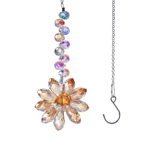 Стеклянный Цветок Ловец Солнца Подвесное Украшение Для Дома Улицы Сада Автомобиля Зеркала Заднего Вида Радуга