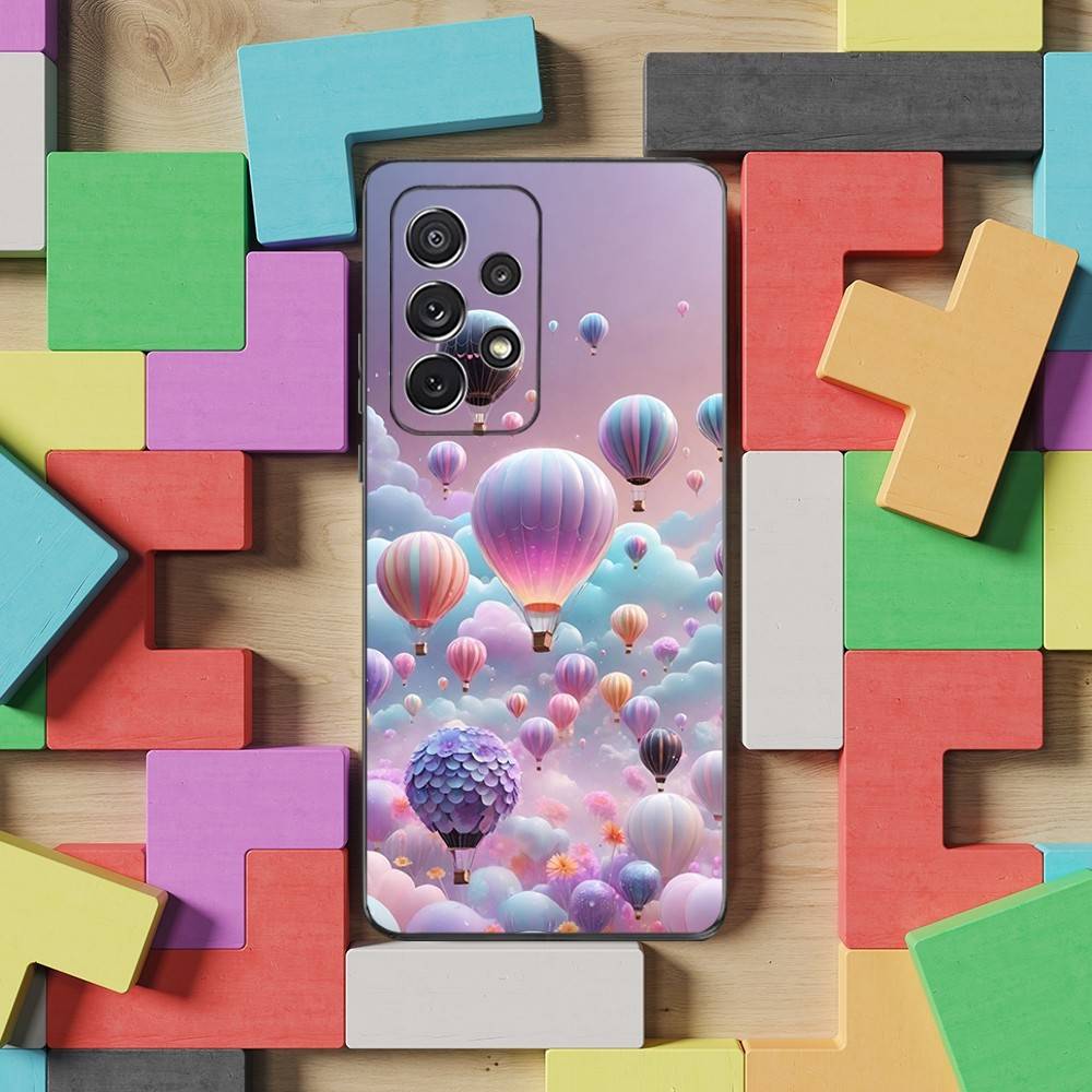 Romantic Hot Air Balloon Phone For Samsung S25,S10,S20,S10,S21,S9,S24,S23,Ultra,FE,Plus,Lite,Soft Silicone Black Cover