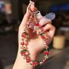 Sparkly Persimmon Beaded Phone Wrist Strap, Crystal Fruit Phone Lanyard with Clip