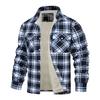 Men Fall Winter Jacket Plaid Print Lapel Soft Plush Pockets Single-breasted Loose Thickened Long Sleeve Casual Mid Length Men Coat