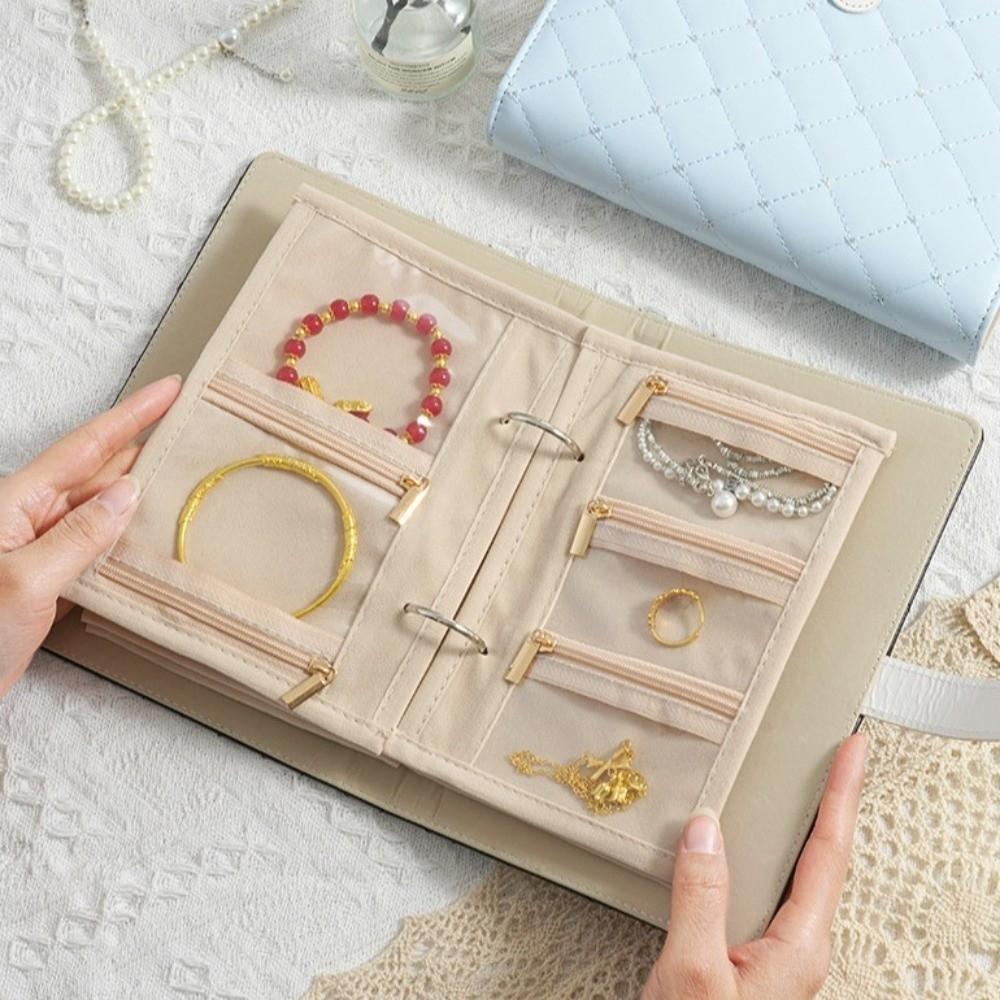 Portable Jewelry Storage Book Zipper Jewelry Storage Bag Practical Jewelry Organizer Roll Travel