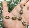 Tiger Eye Gemstone 925 Sterling Silver Plated Unisex Fashion Necklace SH-96