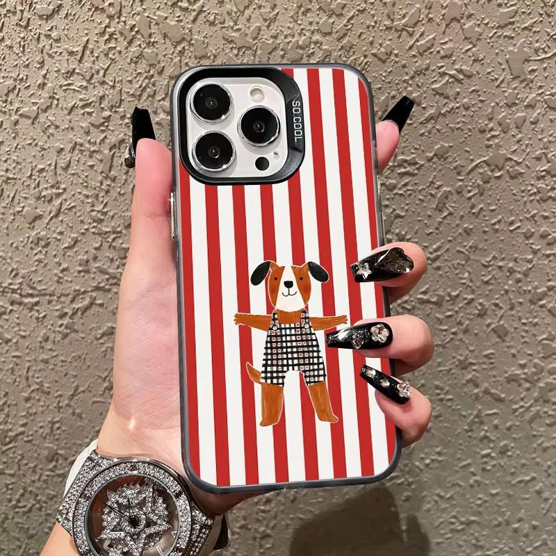 Cute Green And White Plaid Animal Phone Case For Samsung Galaxy S26 S25 Ultra S24 S23 FE S22 S21 Plus A56 A55 Hard Matte Cover