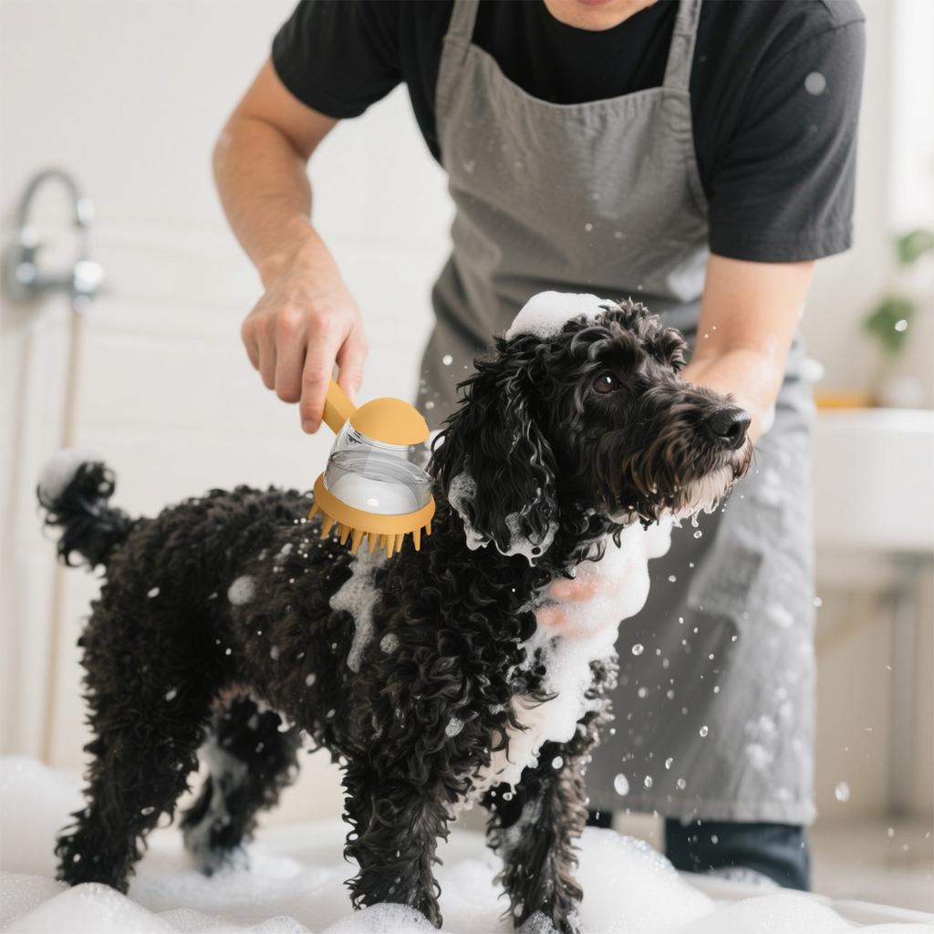 Щетка для купания домашних животных, щетка для душа и массажа, расческа для вычесывания шерсти и инструмент для намыливания, щетка для груминга против вьющихся волос для ванн