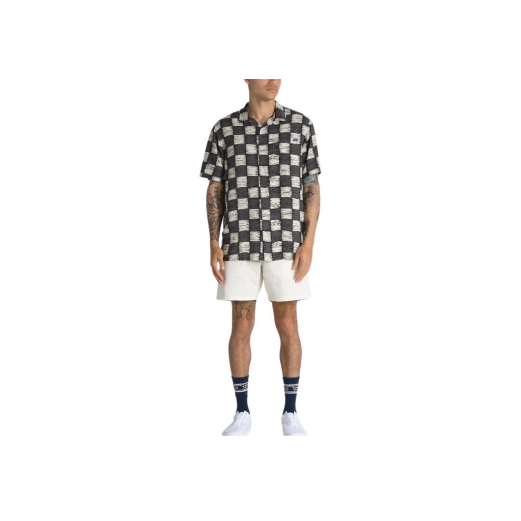 Vans Рубашка Moore Plaid Button-down Classic с коротким рукавом Мужские рубашки черного цвета VN0008JGBWA