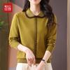 Women's Mid-Aged Long Sleeve Lapel Knit Top