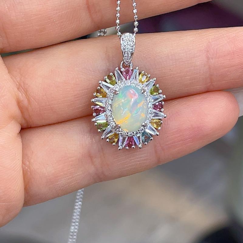Sace Gems Сертифицированное серебро S925, 8*10 мм, подвеска с натуральным опалом, ожерелья для женщин, помолвка, коктейльная вечеринка, изысканные ювелирные изделия