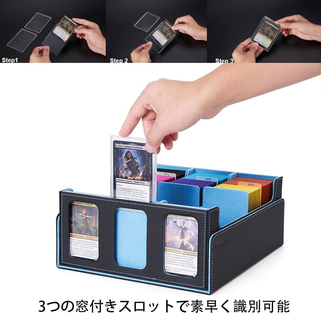 Deck Trading Card Card Storage Holds Trading with and Card Compatible with and Other Card Games Blue Interior with 3 Case, Case, Box, 2300+ Cards,