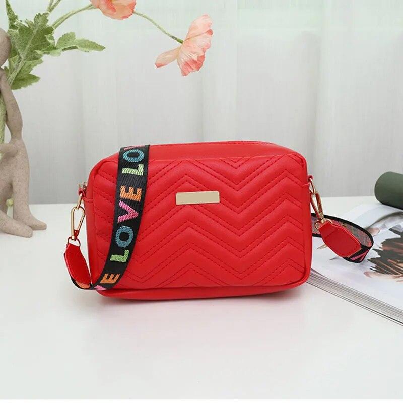 Rilibegan Embroidered Camera Bag Pu Material Casual Compact Square Bag Versatile Single Shoulder Bag Printed Shoulder Belt