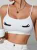 4Pcs Fashion Going Out Bra Plus Size Women Sexy Bralette Adjustable Strap Camisoles Women's U Neck Cropped Tank Tops Printed Lingerie