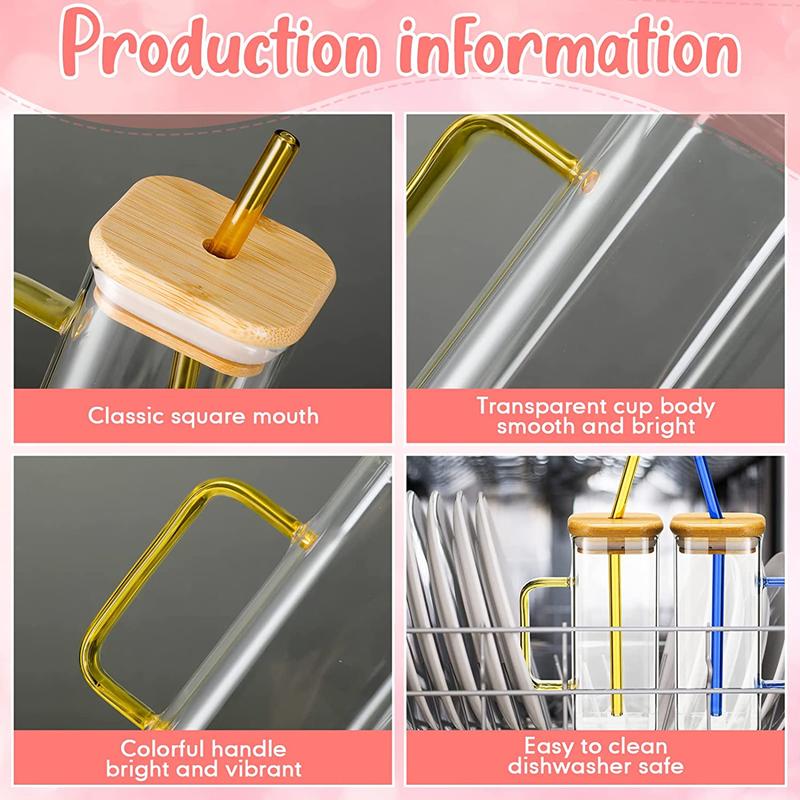 400 мл квадратная стеклянная кружка с крышкой соломинка для завтрака молочная чашка безопасная для микроволновой печи прозрачная вечеринка пивная кофейная кружка стеклянная бутылка для напитков